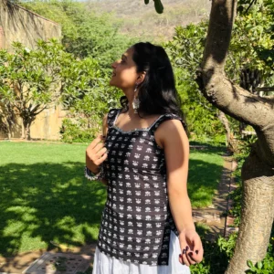 Kamli Kurti (Black & White ) -Midnight Lotus Tales