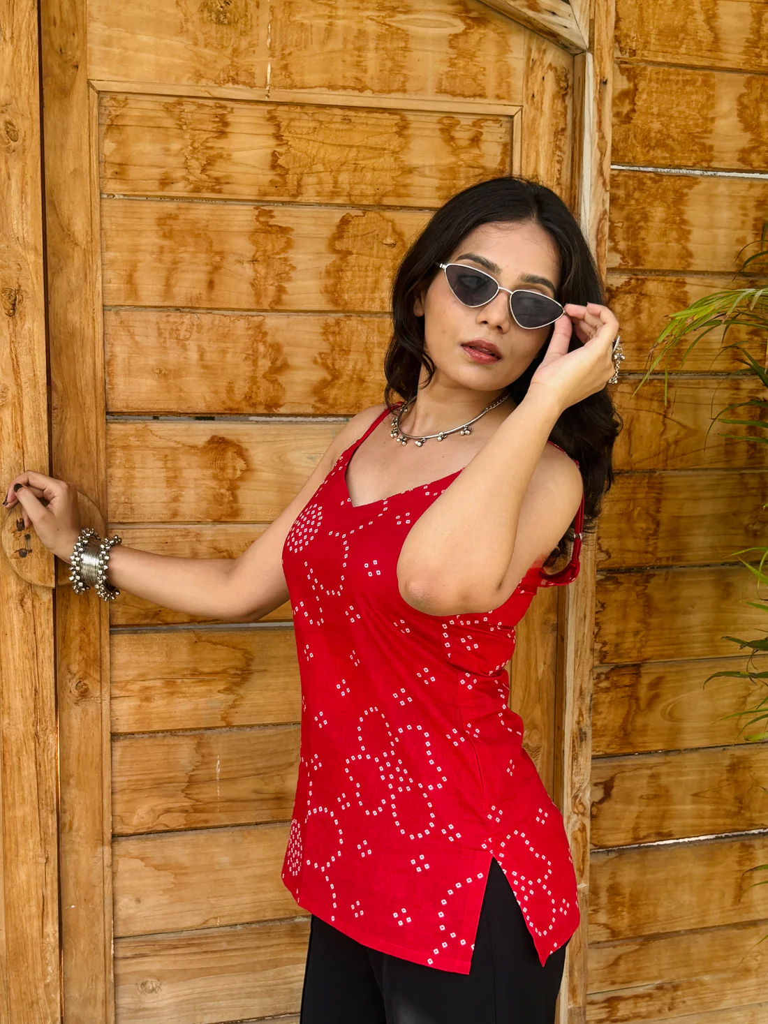 Laal Bijli - V neck Strap Kurti - Image 2