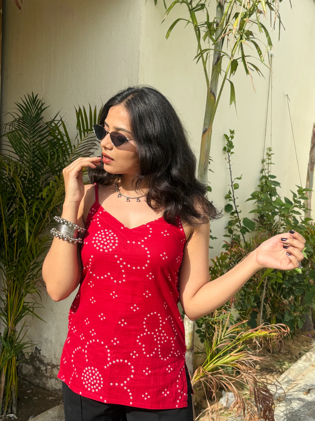 Laal Bijli - V neck Strap Kurti