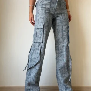 High-End Bamboo Texture Jacquard Cargo Pants