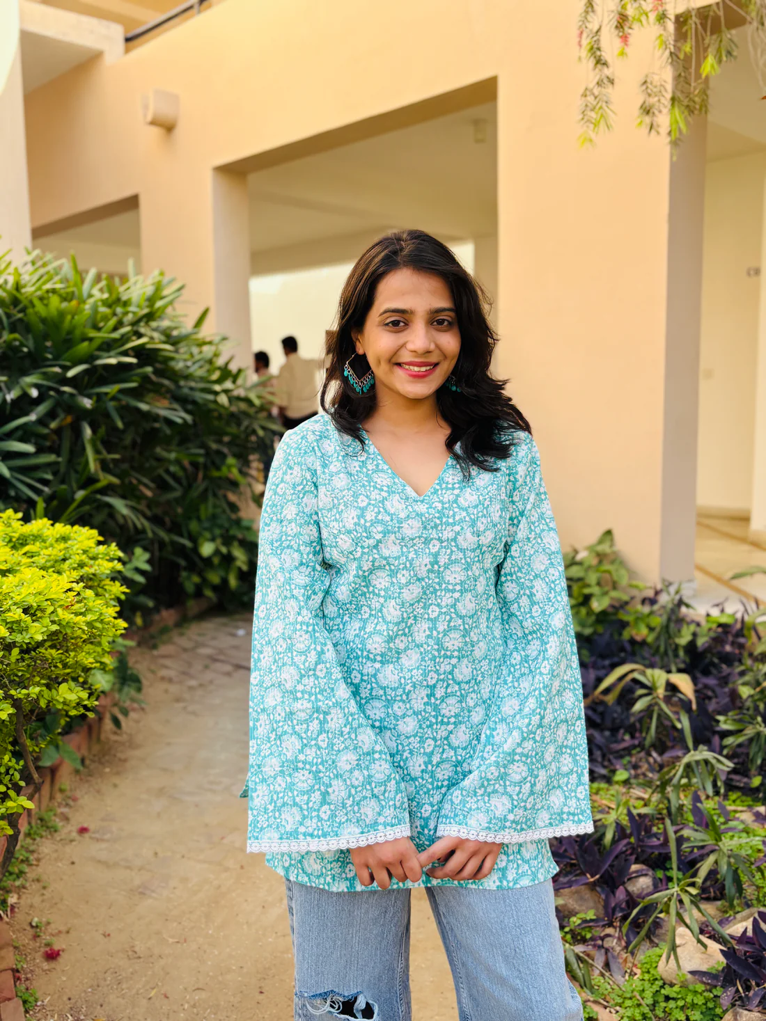 Meher Kurti (Sky Blue Handblock ) - Image 2