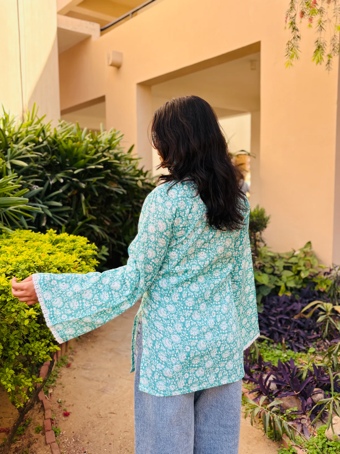 Meher Kurti (Sky Blue Handblock ) - Image 4