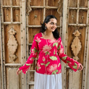 🌸 Gulabiya (गुलाबिया) Square Neck Bell Sleeves Kurti