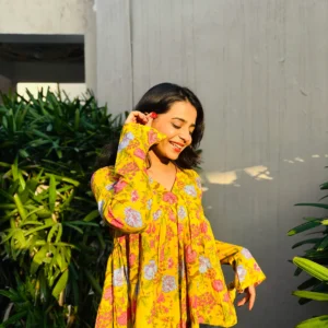 Golden Bloom Flare Top